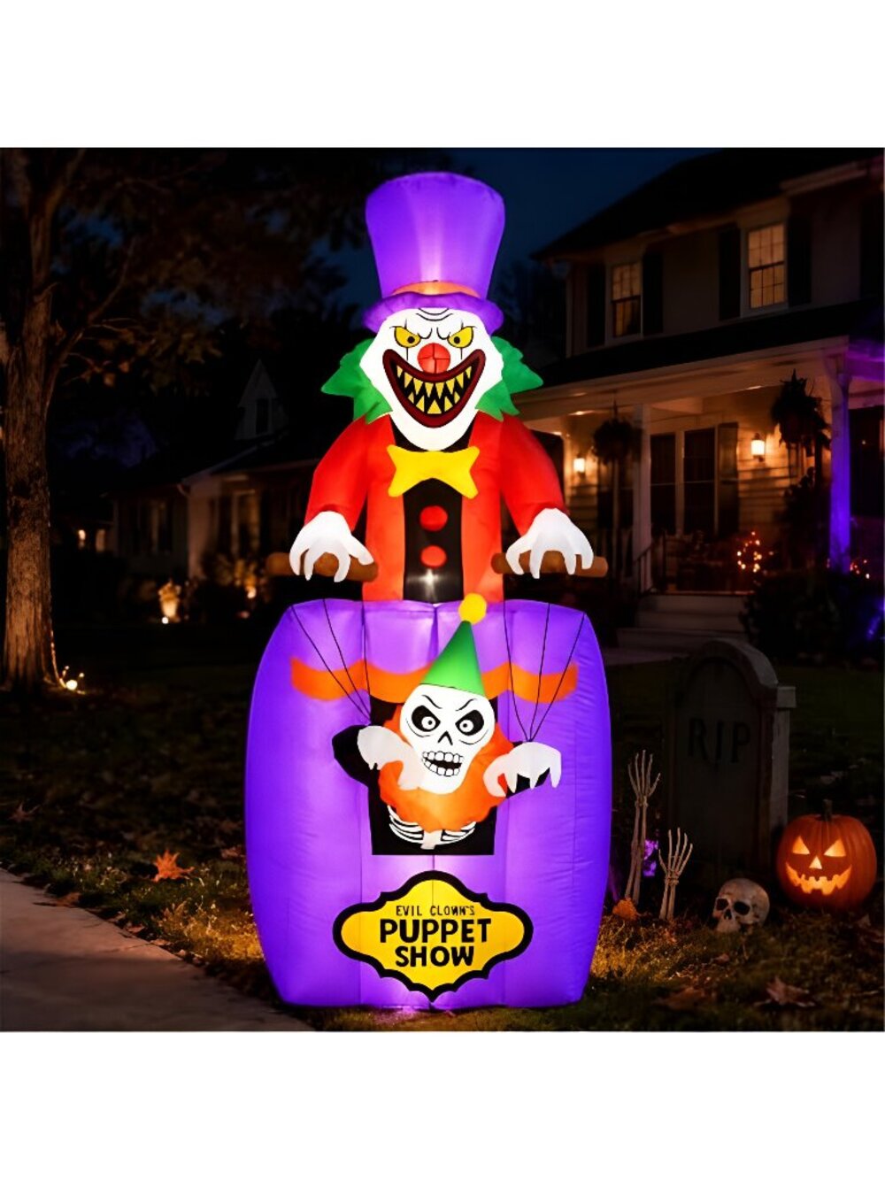 6FT Inflatable Evil Clown Puppet Show Halloween Decoration